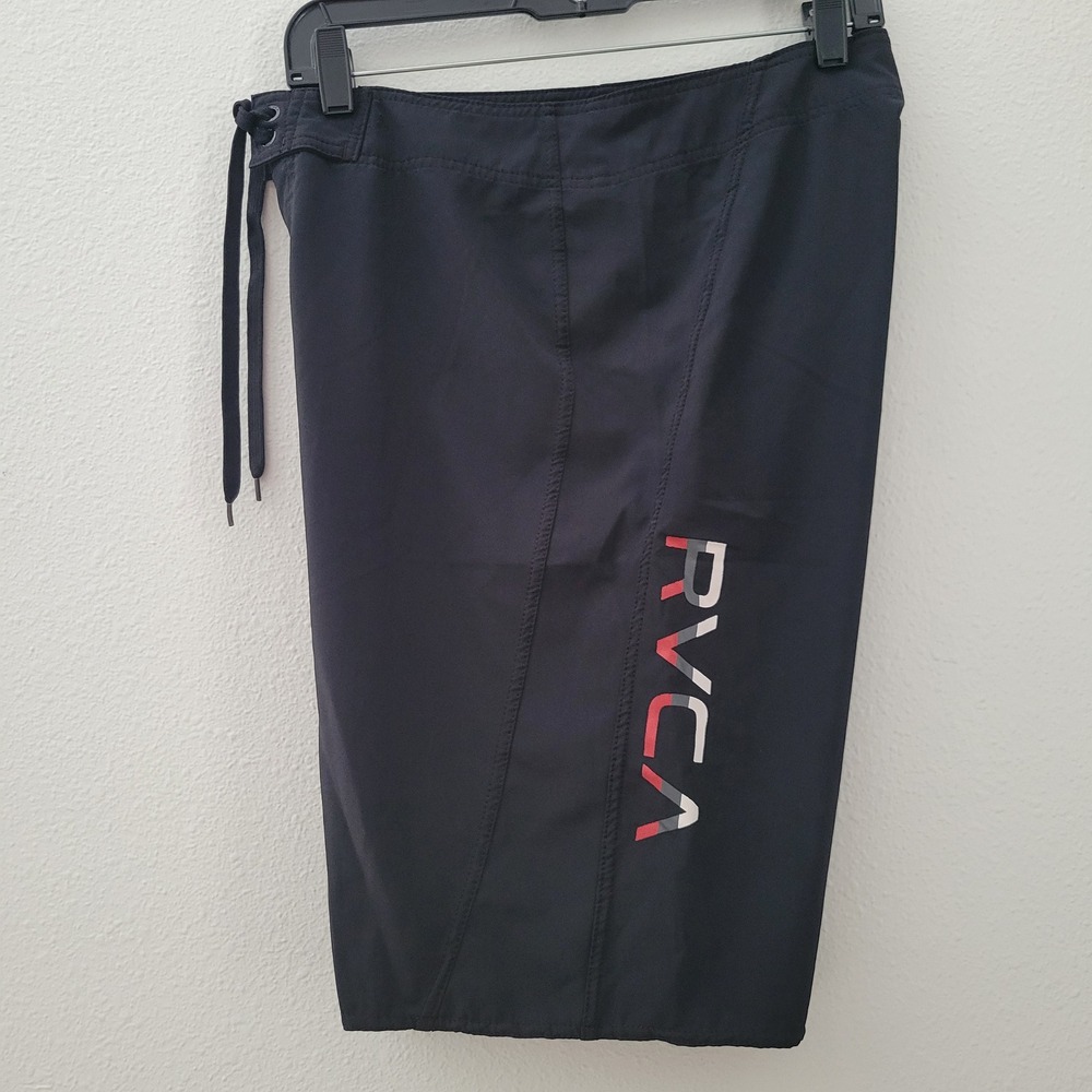 RVCA Western II Board Shorts Mens 33 Black Cargo Pocket Drawstring Swim Trunks - Picture 3 of 6